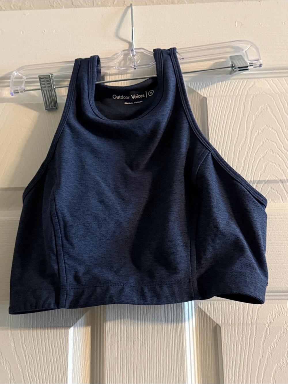 Outdoor Voices Navy High-Neck Cropped Sports Tank
